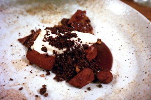 Salted caramel, cacao, malted barley ice cream