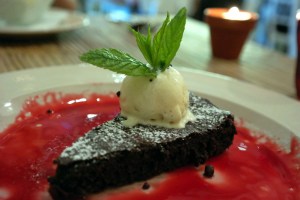 Beetroot & chocolate cake, red velvet syrup, ice cream_14758837659_l